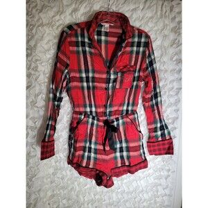 Victoria’s Secret Dream  1 Piece Romper Plaid Christmas Pajamas  Size Xs